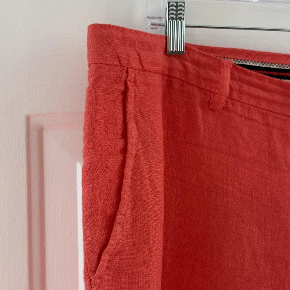 Europann Pants Mens Nantucket Red 40 x 28 100% Linen Chino Straight Lightweight